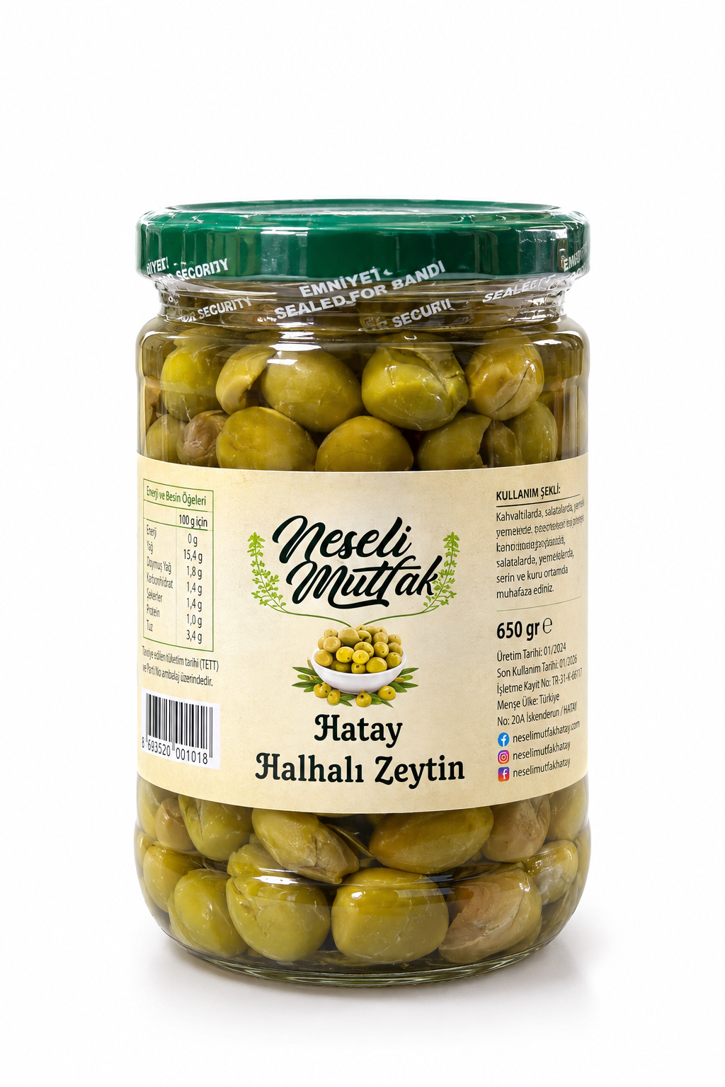 Yeşil Zeytin Halhali 700 Gr