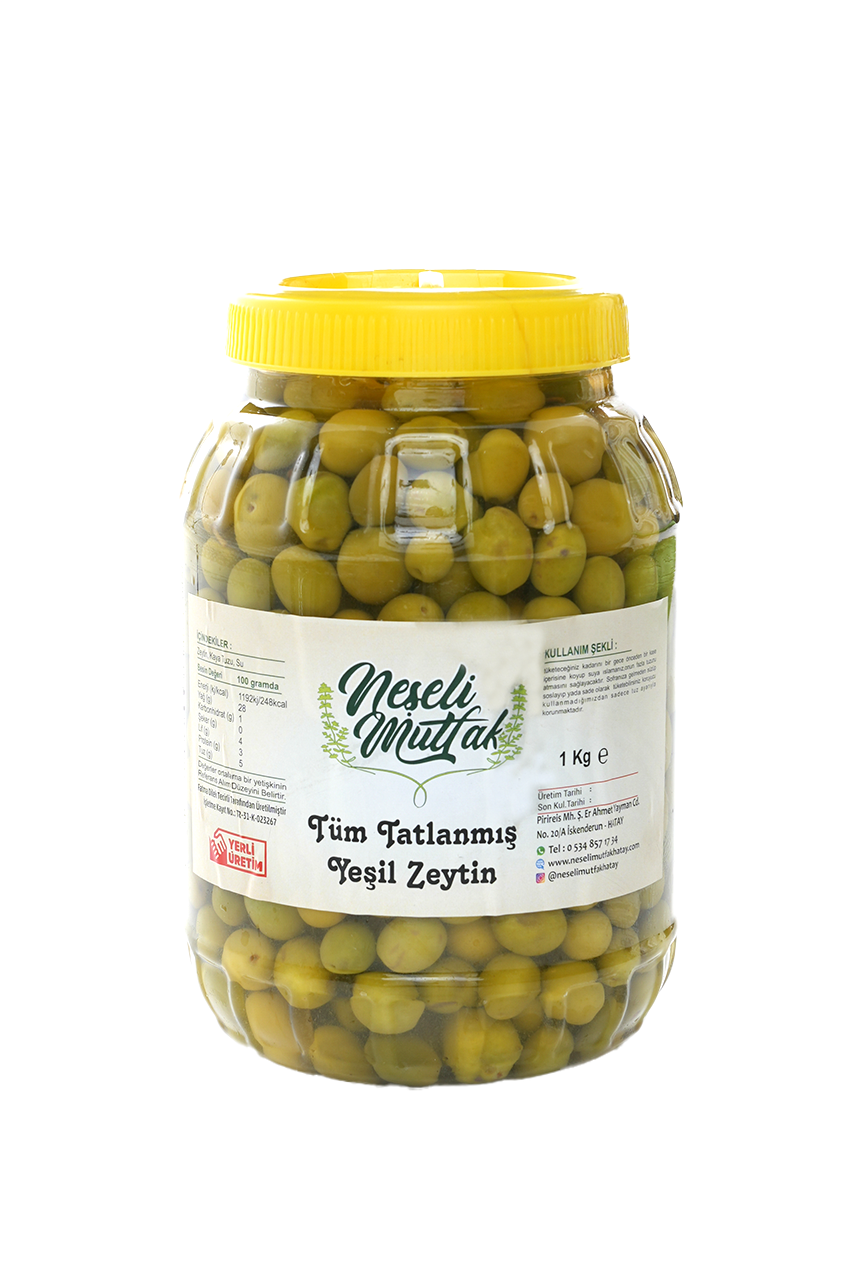 Yeşil Zeytin Tüm Tatlandırma Kırılmamış 1 Kg