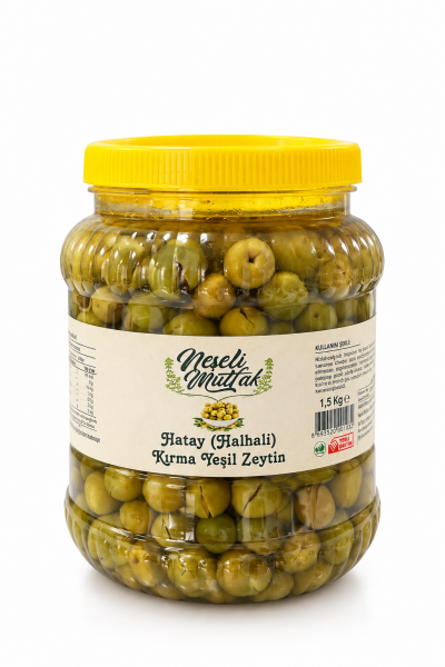 Yeşil Kırma Zeytin (Halhali)  1,5 Kg