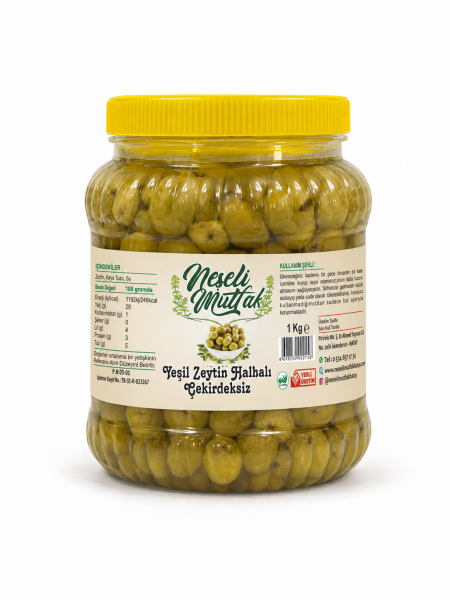 Çekirdeksiz Yeşil Zeytin Halhali 1 Kg